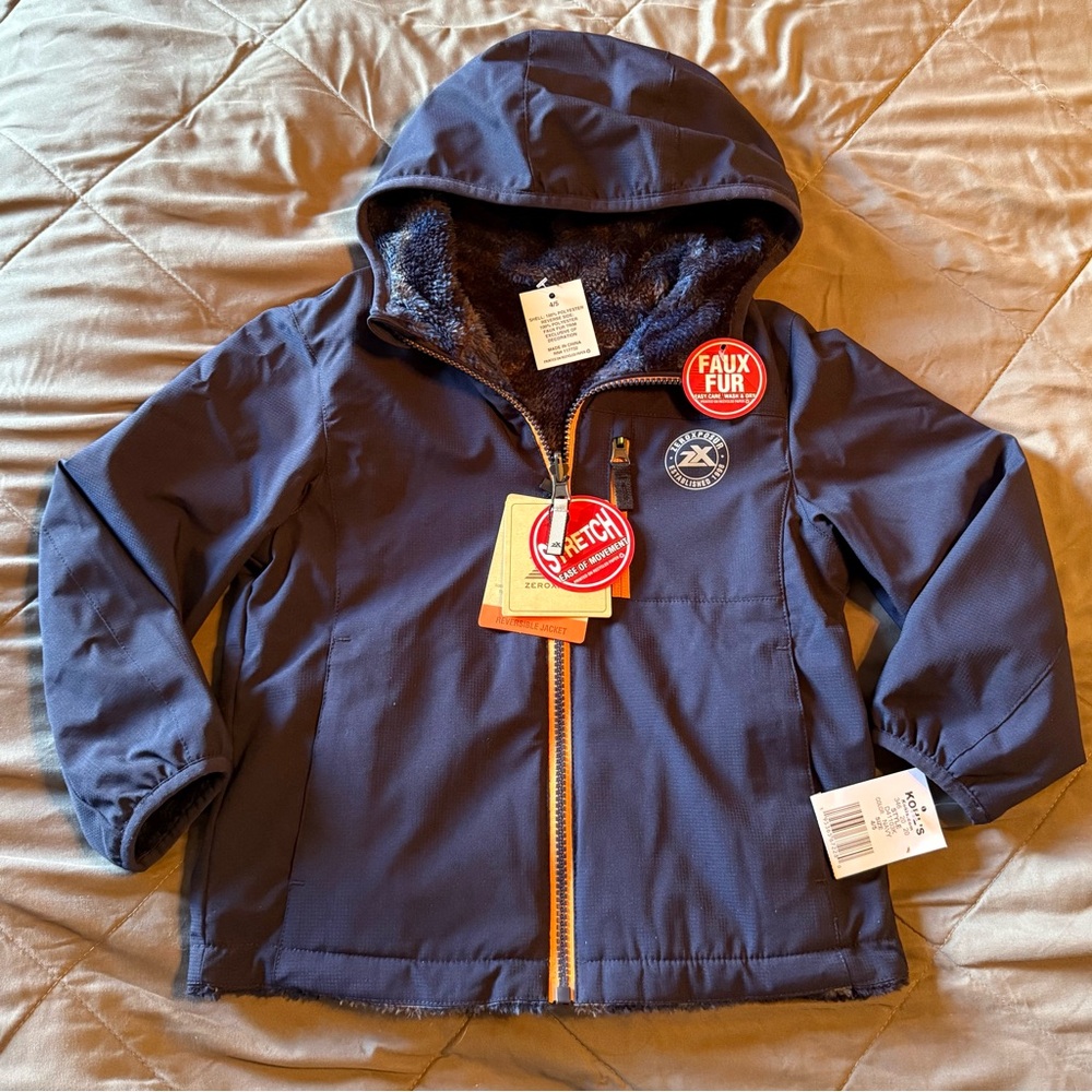 Boys ZeroXposur Fuzzy Reversible Jacket, Size 4/5 *NWT*